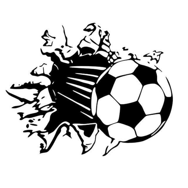 Coofit Football Wall Sticker 3D Broken Wall Decal Wall Art Sticker Soccer Wall Decal