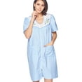 thumbnail image 5 of Casual Nights Women's Zipper Front House Dress Short Sleeves Embroidered Seersucker Housecoat Duster Lounger, 5 of 5