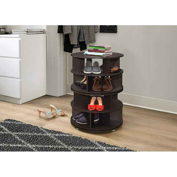 Kings Brand Furniture 4-Tier Free Standing Revolving Shoe Rack (Chocolate)
