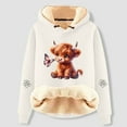 thumbnail image 2 of Womens Casual Warm Hoodies Long Sleeve Highland Cattle Print Thick Hooded Sweatshirts Fall Fashion Pullover Sweaters Winter Clothes, 2 of 3