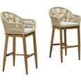 thumbnail image 4 of PPURPLE LEAF Outdoor Bar Height Stools Set of 2, Patio Woven Aluminum Barstools Bar Chairs with Back and Cushions for Balcony Garden Indoor Kitchen Outside, Teak, 4 of 10