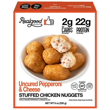 Real Good Foods Pepperoni & Cheese Stuffed Chicken Nuggets, 9oz Box