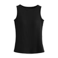 thumbnail image 3 of Womens Sleeveless Racerback High Neck Casual Basic Cotton Ribbed Fitted Tank Top with High Round Neck and Slim Fit Black L, 3 of 6