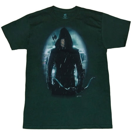 Arrow Oliver In Hood T-Shirt Green Queen DC Comics TV CW Adult