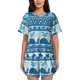 thumbnail image 1 of Balery Sea Underwater Animals Conjunto de Pijama para Mujer con Estampado, Dos Piezas de Manga Corta y Shorts, Ropa de Dormir Suave con Cuello Redondo y Bolsillos-Large, 1 of 6