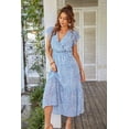 thumbnail image 4 of Vestido PRETTYGARDEN Maxi Floral Azul Claro con Escote Cruzado y Cinturón Talla L, 4 of 8