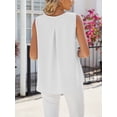 thumbnail image 5 of TEMOFON Womens Tank Tops Summer Sleeveless Tops for Women Solid Casual Blouses Crew Neck Elegant Chiffon Vest White Tee, 5 of 6