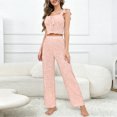 thumbnail image 5 of Two Piece Outfits for Women, Solid Color Casual Top and Pants, Simple Everyday Matching Set, Pink - S, 5 of 5