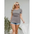 thumbnail image 4 of Yawrut Breastfeede Clothes For Woman,Dark grey Round-neck Comfortable Double-layer Short-sleeved Postpartum Breastfeeding Top, 4 of 6