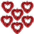 thumbnail image 1 of Coronas de corazón de San Valentín, paquete de 6, oropel rojo en forma de corazón, 1 of 7
