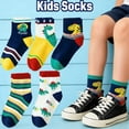 thumbnail image 2 of TELOLY 5Pairs Kids Socks,9-12 Years Old Boys Socks 4-6 Years,Sports Socks Girls Socks 6-8 Years Old,Style1,Size 33-37, 2 of 7