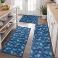 thumbnail image 2 of Blue Christmas Snowflake Pattern Kitchen Rugs Sets Of 3,Kitchen Runner Rugs Non Skid Washable,Decorative Kitchen Floor Mats for Kitchen,Sink,Laundry,17"x30"+ 17"x47" + 17"x59", 2 of 6