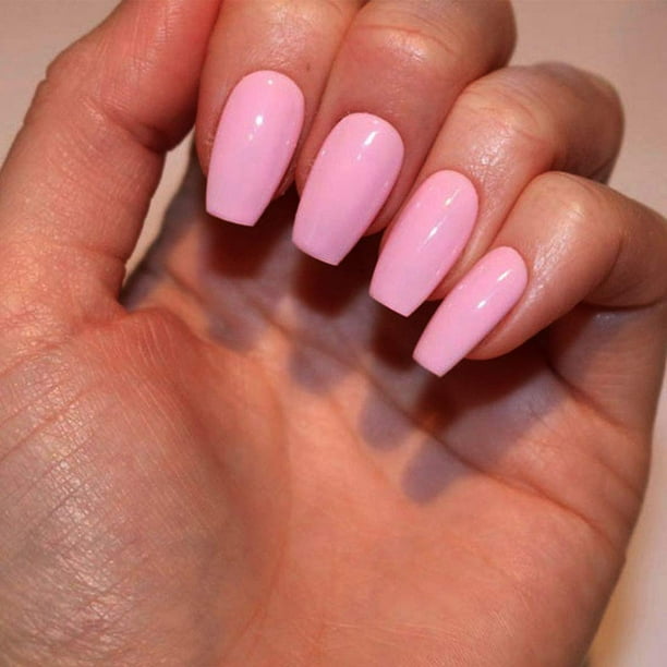 Baby Pink Press On Nails Coffin Short Ballerina Artificial Fake Nails Tips  Acrylic Glossy False Nails Full Cover Faux Nails Art Accessories Stick On  Nails For Women And Teens Girls Gifts(24Pcs) -