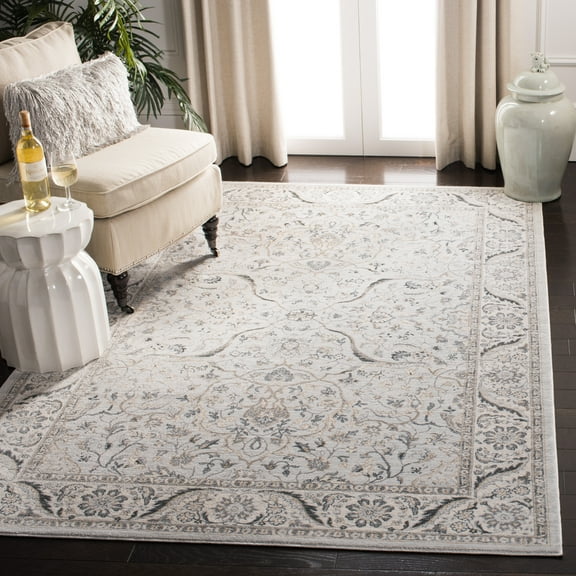 SAFAVIEH Isabella Kuzman Floral Bordered Area Rug, Light Grey/Cream, 5'3" x 7'6"