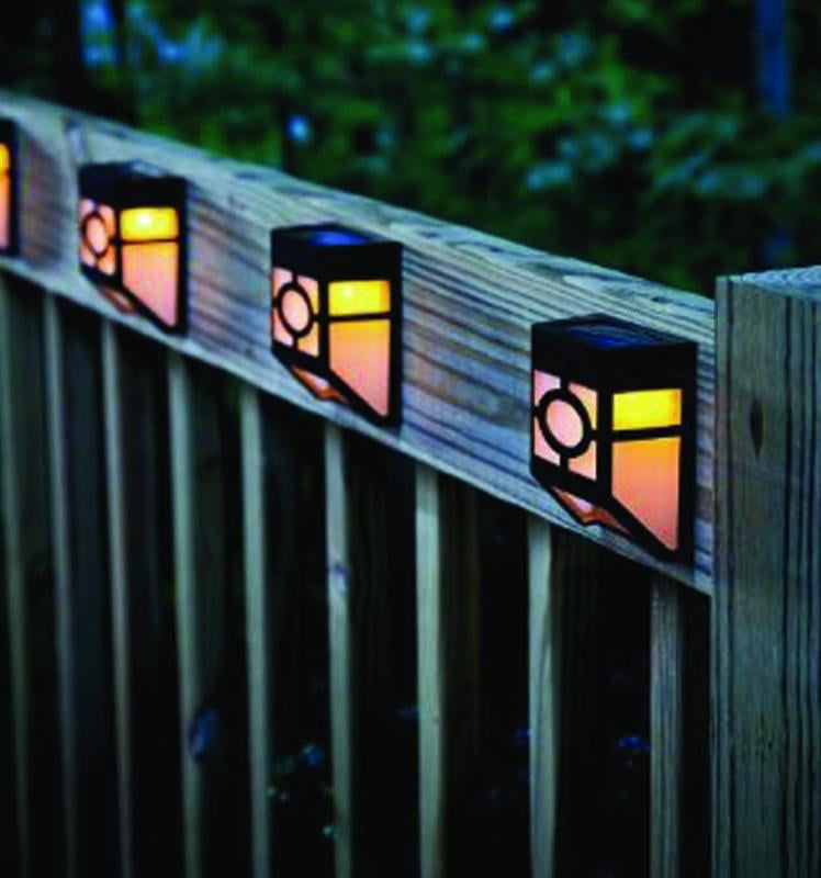 Pack of 4 Solar Powered Outdoor Landscape Warm Light for Garden Yard Fence