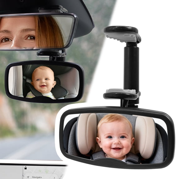 Baby Car Mirror Adjustable Clip Child Observation Mirror Convex Lens With Wide Field Of View Shatter-Proof Mirror