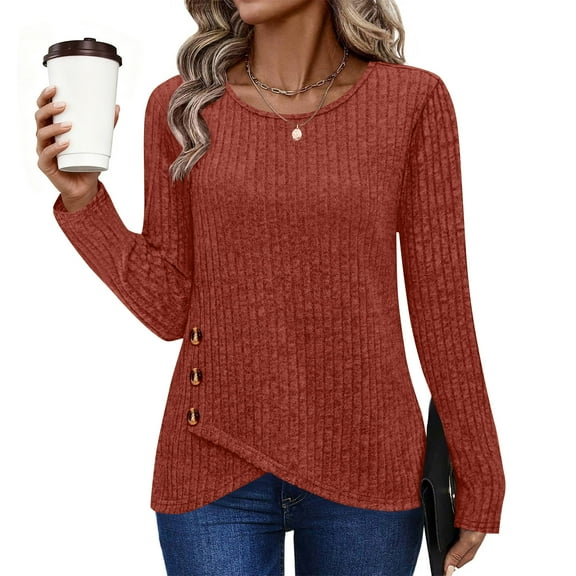 Neewe Womens Lightweight Sweaters 2025 Long Sleeve Henley Shirt Fall Casual Crewneck Tunic Tops