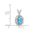 thumbnail image 3 of 925 Sterling Silver Polished Light Swiss Blue Topaz and Diamond Pendant Necklace Pendant for Women, 3 of 4