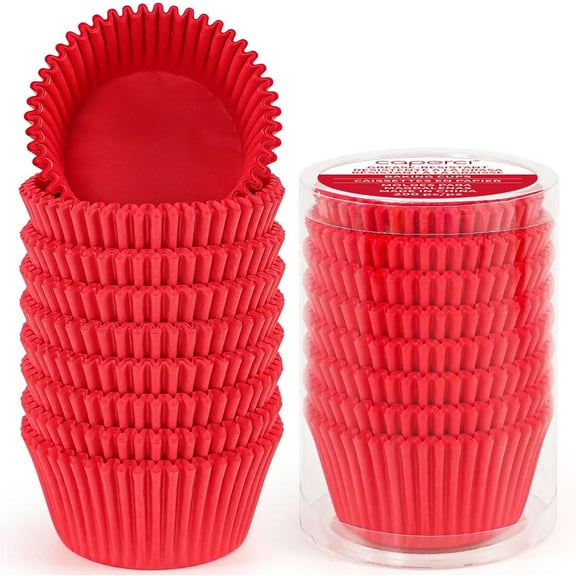 Standard Red Cupcake Liners for Baking 200 Counts - Greaseproof Muffin Baking Cups for Wedding Birthday Party Baby Shower Festivals (Red)