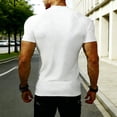 thumbnail image 6 of LEKWK Quarter Zip Shirt for Men Short Sleeve Stand Collar Golf Top Ribbed Knit Lightweight Breathable Muscle Fit Activewear for Gym Workout White L, 6 of 6