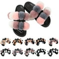 thumbnail image 3 of Women Furry Slippers Fashion Pom Pom Ball Faux Fur Slippers Fluffy Sandals, 3 of 8