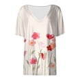 thumbnail image 4 of WEAIXIMIUNG T-Shirt à Manches Courtes Col en V Fleuri Mode Été pour Femmes Saint-Valentin, 4 of 4