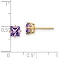 thumbnail image 4 of 14K Yellow Gold 5mm Princess Cut Amethyst Earrings (6 X 6) Made In United States xe61am, 4 of 5