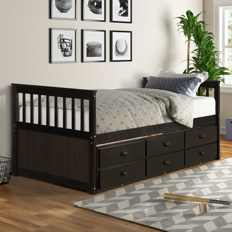 Trundle Bed SEGMART Twin Captain s Bed with Trundle and 3 Storage