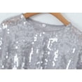 thumbnail image 4 of Round Neck Sequin Drop Shoulder Top for Women Silver Large, 4 of 4