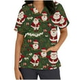 thumbnail image 2 of Kctiaxy Women Scrubs Short Sleeve V Neck T-Shirts Christmas Printed Fashion Causal Stretch Nursing Scrubs Work Wear Tops with Pocketss, 2 of 5