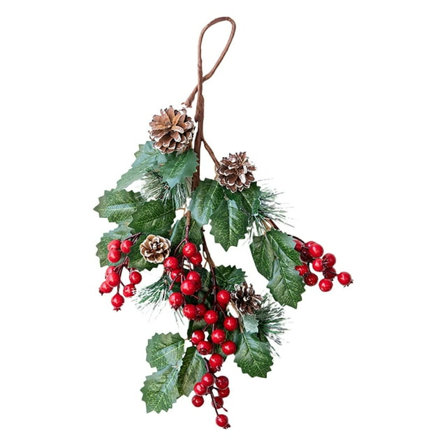 Fleurs Artificielles, Imitation Ménagère, Couronne de Baies Rouges de Noël, Vigne Artificielle Suspendue pour Décoration Intérieure Extérieure de Noël, Décoration de Fenêtre de Vacances pour Maison Boutique Hôtel