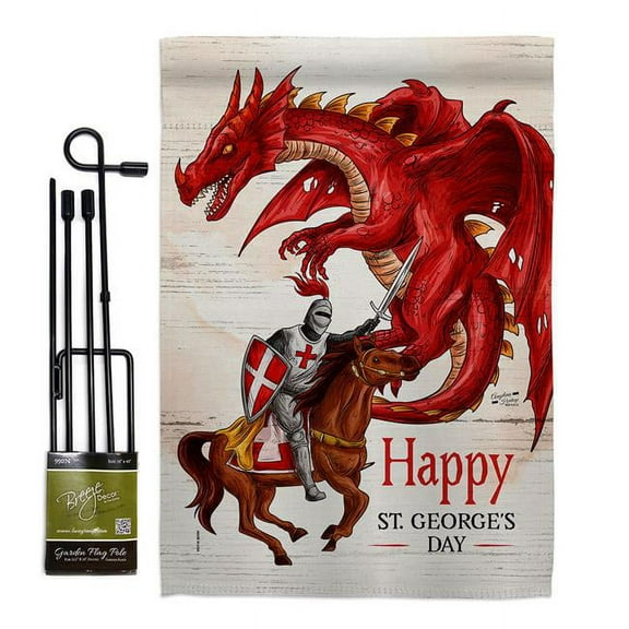 Angeleno Heritage GS130299-BO 13 x 18.5 in. St. Georges Day Garden Flag Set for Interests Fantasy Double-Sided Decorative Vertical Flags & House Decoration Banner Yard Gift