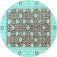 thumbnail image 1 of Ahgly Company Indoor Round Oriental Light Blue Traditional Area Rugs, 8' Round, 1 of 4