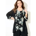 thumbnail image 3 of Catherines Women's Plus Size Lightweight Embroidered Sequin 3-Piece Pant Suit, 3 of 5