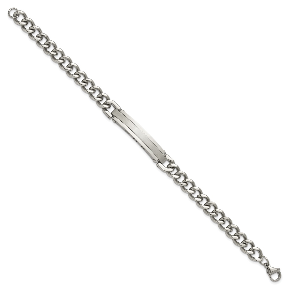 Diamond2Deal Stainless Steel Brushed and Polished Curb Link 8 inch ID Bracelet for Men 8.5"