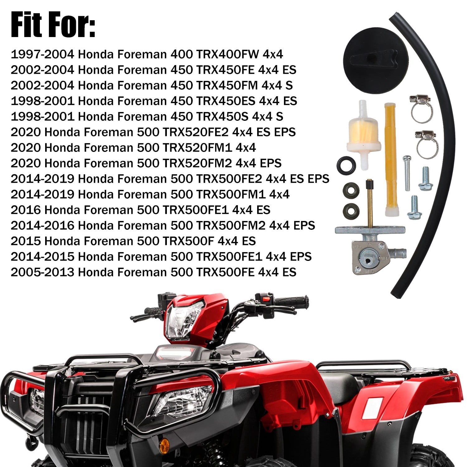Gas Fuel Valve Petcock & Line Hose Tube for Honda Sportrax 400 TRX400EX 1999-08