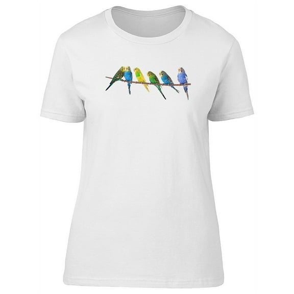 Colorful Parakeets On A Branch T-Shirt Women -Image by Shutterstock, Female XX-Large