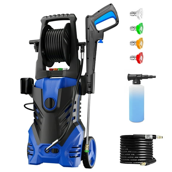 5000PSI Heavy Duty Power Washer – 2.8GPM w/ Hose Reel & 4 Nozzles – Ideal for Concrete, Fences, Auto