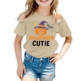 thumbnail image 2 of CUZIBR Boys Toddler Kids Summer Tops Halloween Pumpkin Graphic Tee Short Sleeve Funny Print Loose Fit Crewneck Tshirts For Kids Fashion Casual Base Layer Lightweight Clothes,C-Beige,6-7 Years, 2 of 3