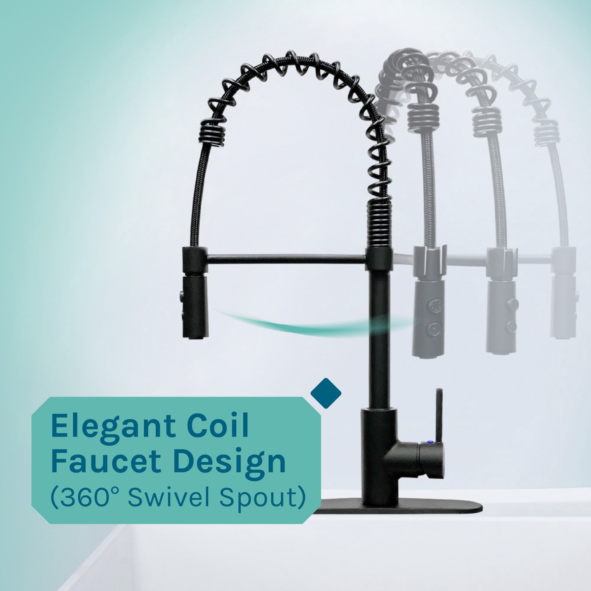 Tehila White 19 Gallon Utility Sink with High-Arc Black Finish Coil Pull-Down Faucet