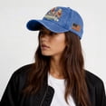 thumbnail image 7 of Vintage Prints, Flag, Anniversary Embroidery, 250 Years of Freedom, Blue Washed Cotton, 1 Pc, Usa Baseball, Vintage American Flag, Holiday Hats, Adjustable Back, Unisex, 7 of 7
