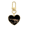 thumbnail image 1 of bs black miniature dinosaur Gold Heart Keychain Metal Keyring Holder, 1 of 3