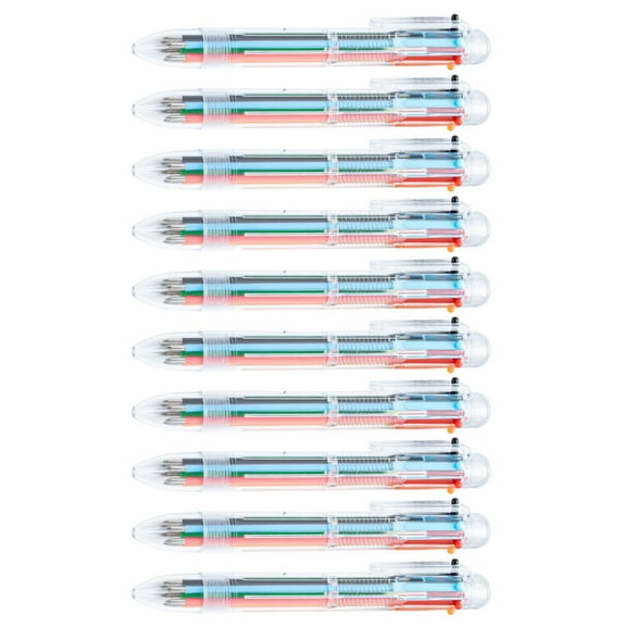 Jesscasday 10Pieces Retractable Multicolored Ballpoint Pen 10 Color-in-1 Writing Pen 1.0mm