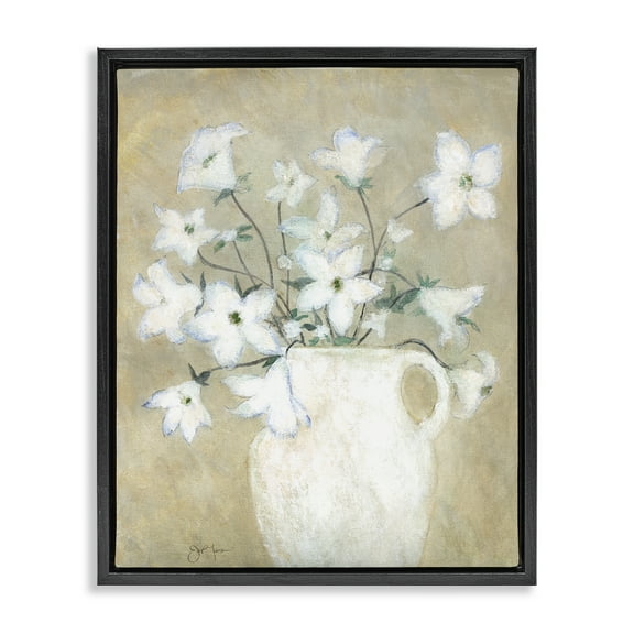 Stupell Industries Beige Rustic Pottery Plants & Flowers Painting Black Floater Framed Canvas Art Print Wall Art, 17 x 21