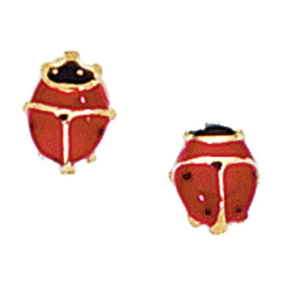 Floreo 14k Yellow Gold 7mm High Polished Red Ladybug Stud Earrings