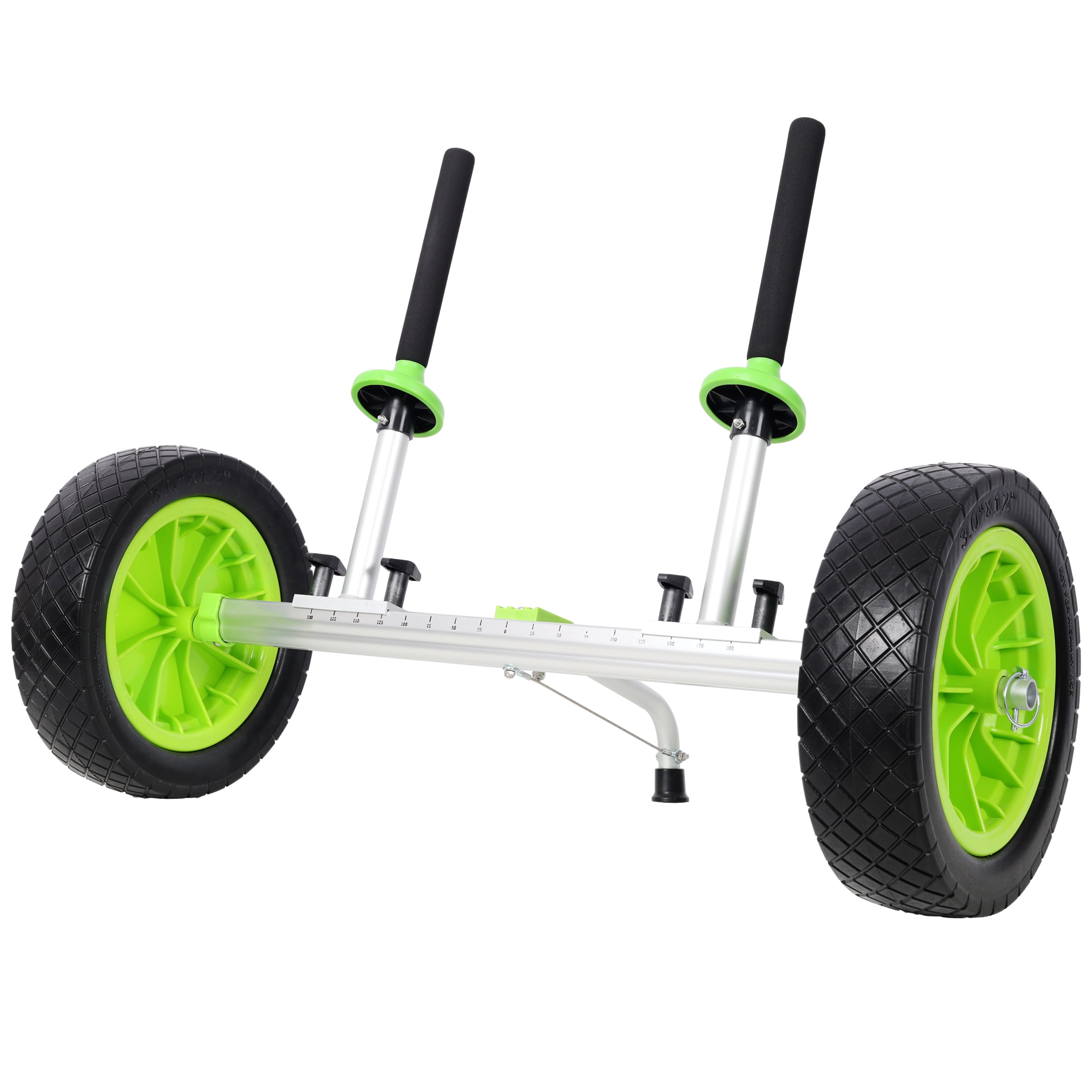 Reinforced Width Adjustable Sit-On-Top Kayak Cart Dolly - 12 Inch Solid Wheels Plug-In Design