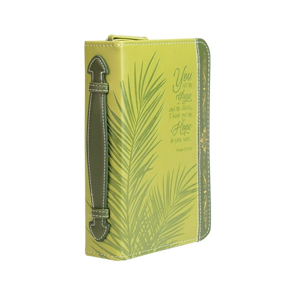 Bible Cover - Green & Gold Palm, Psalm 119:114