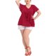 thumbnail image 2 of Blusa de mujer de talla grande Agnes Orinda con mangas de murciélago, escote en V y capas de volantes 1X Burdeos, 2 of 6