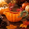 thumbnail image 2 of Fall Gravy Boat,Ceramic Pumpkin Shape Thanksgiving Decorative for Dining Table Harvest Party, 2 of 4