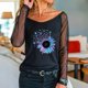 thumbnail image 2 of Camiseta de manga larga con cuello redondo y estampado de malla sólida para mujer Pompotops gfhjh16324, 2 of 6